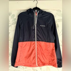 Columbia Windbreaker Jacket Navy and Coral